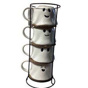 Way To Celebrate: Halloween Ghost Mug Stack Set of 4, 12.5 to 13 oz